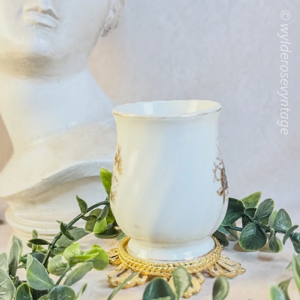 Floral Regency Porcelain Vase with‎ Gold Base